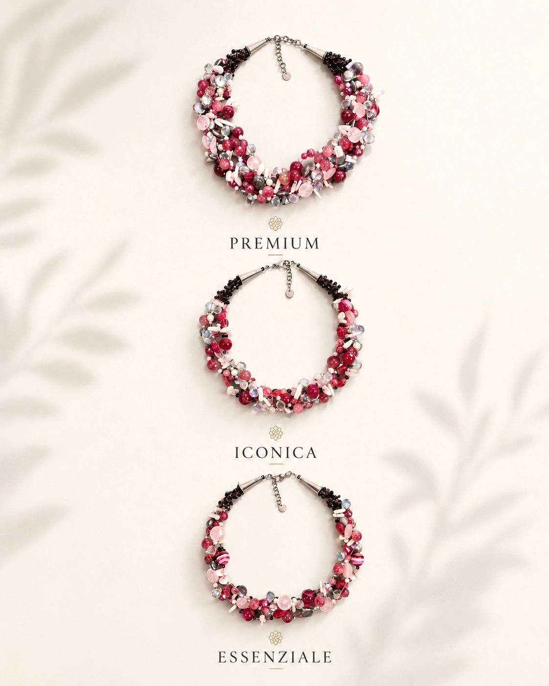 Collana Intrecciata Rosa con pietre naturali e perle – Artigianale elegante