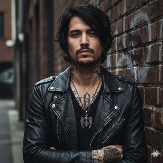 Collana in Acciaio con Croce Alata in stile gotico