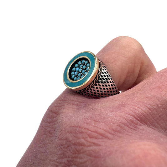 Anello Chevalier Tondo Turchese