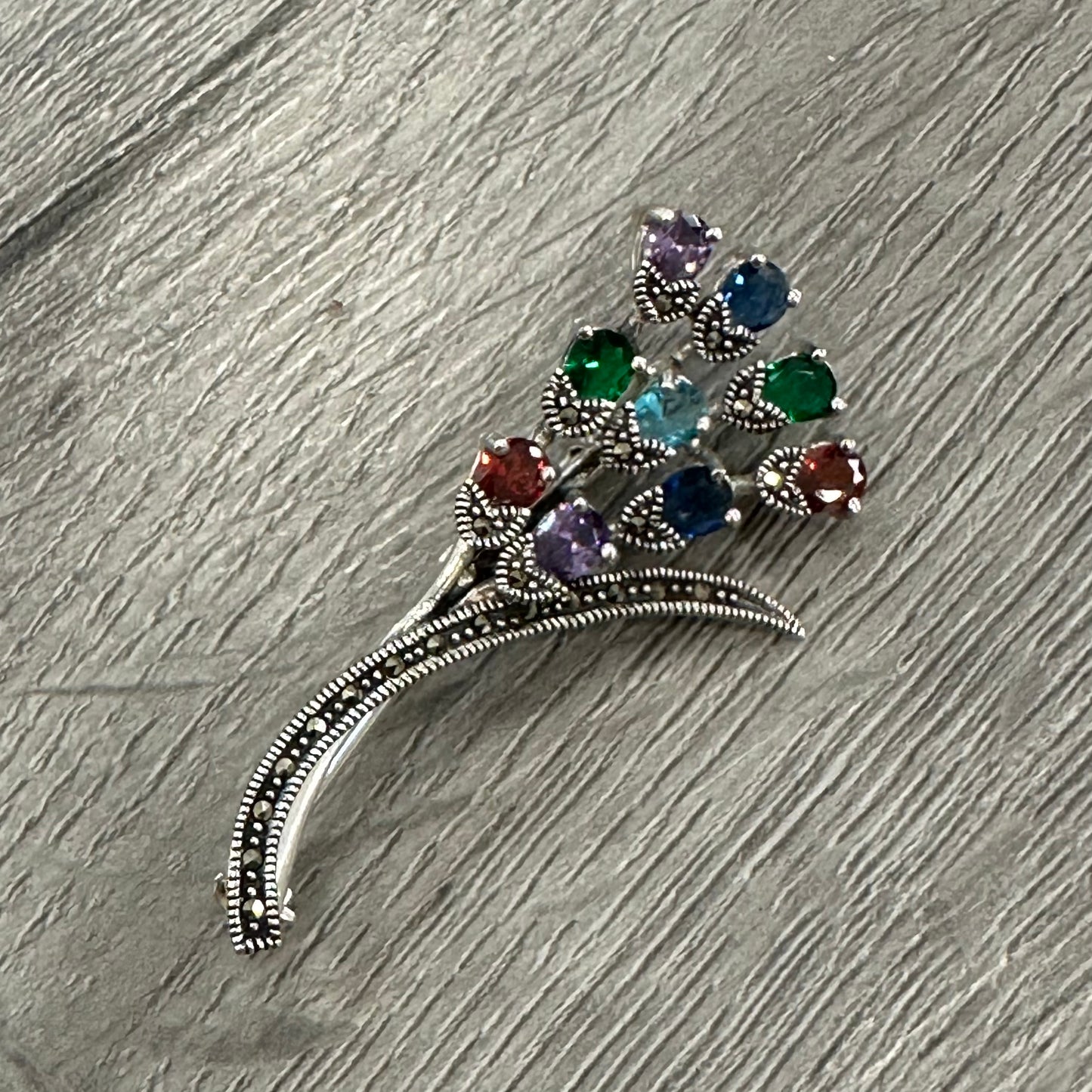 Spilla Retro’ in Argento 925 e Pietre Multicolor