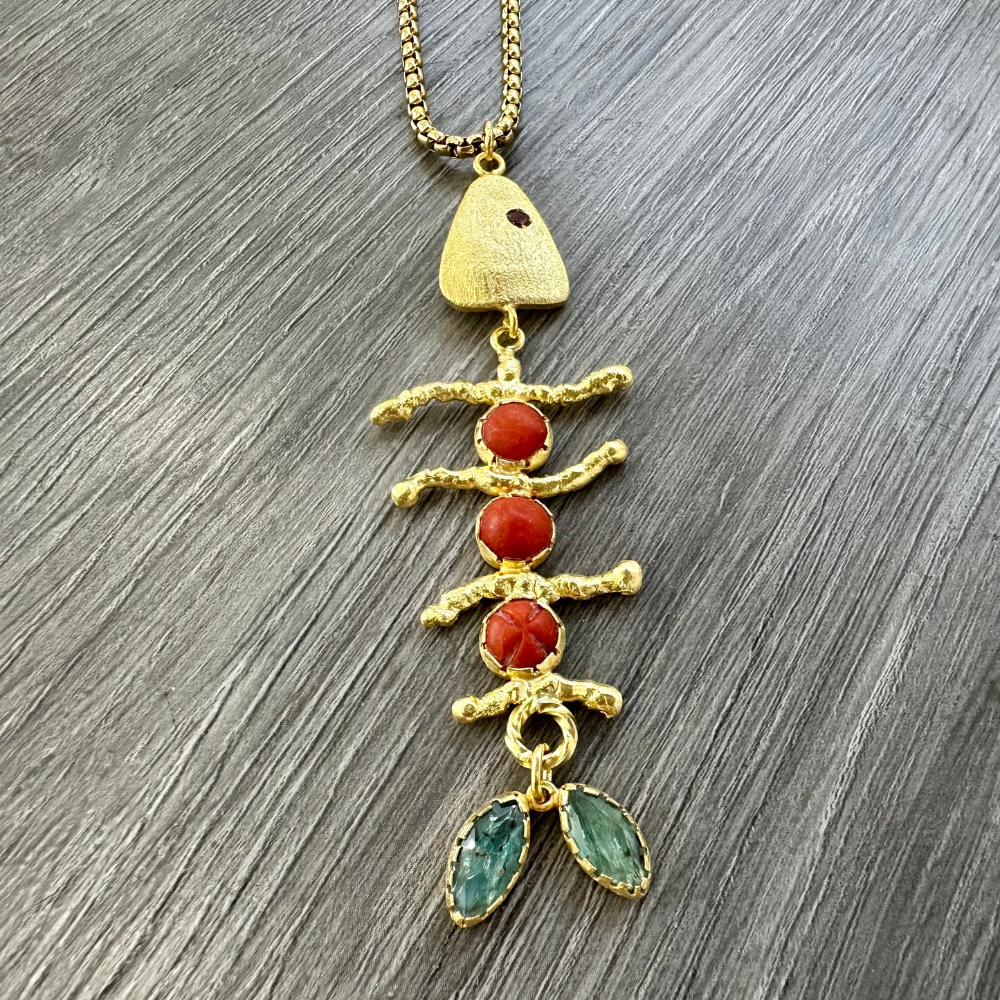 Collana Lisca di Pesce con Corallo