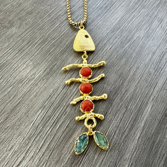 Collana Lisca di Pesce con Corallo