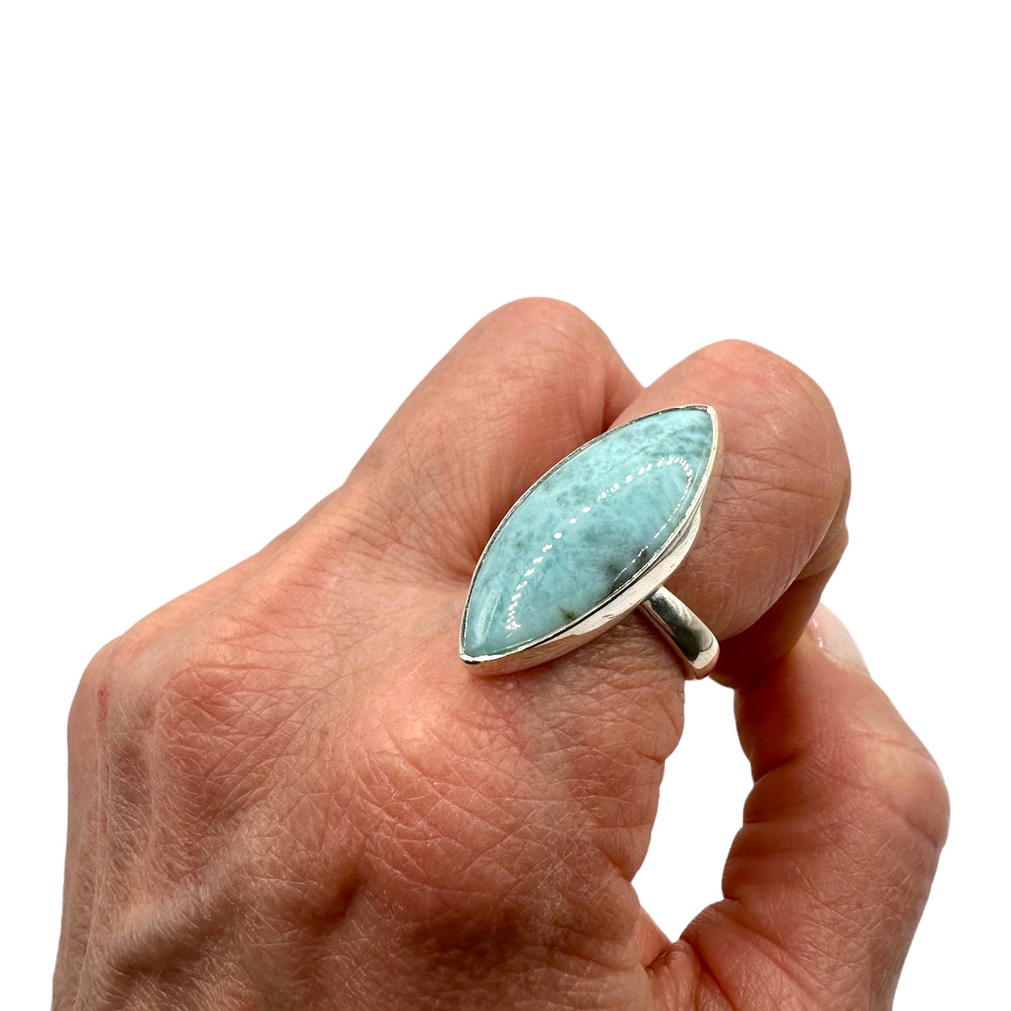 Anello Ellittico con Larimar