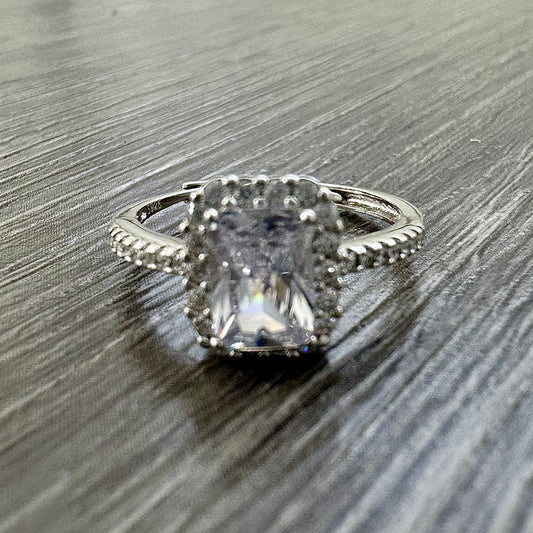 Anello Argento Rettangolare Bianco