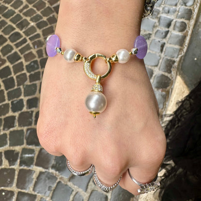 Bracciale in Argento 925 con Giada Viola e Perle