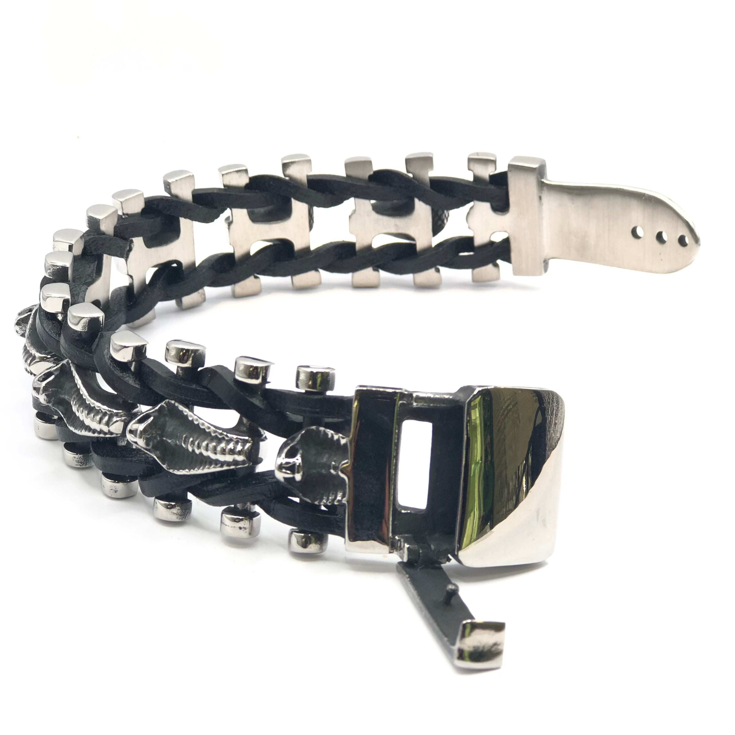 Bracciale Biker con teste di cobra