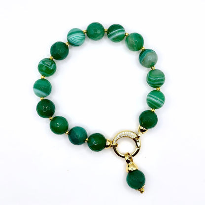 Collana di Agata Striata Verde con Pendente