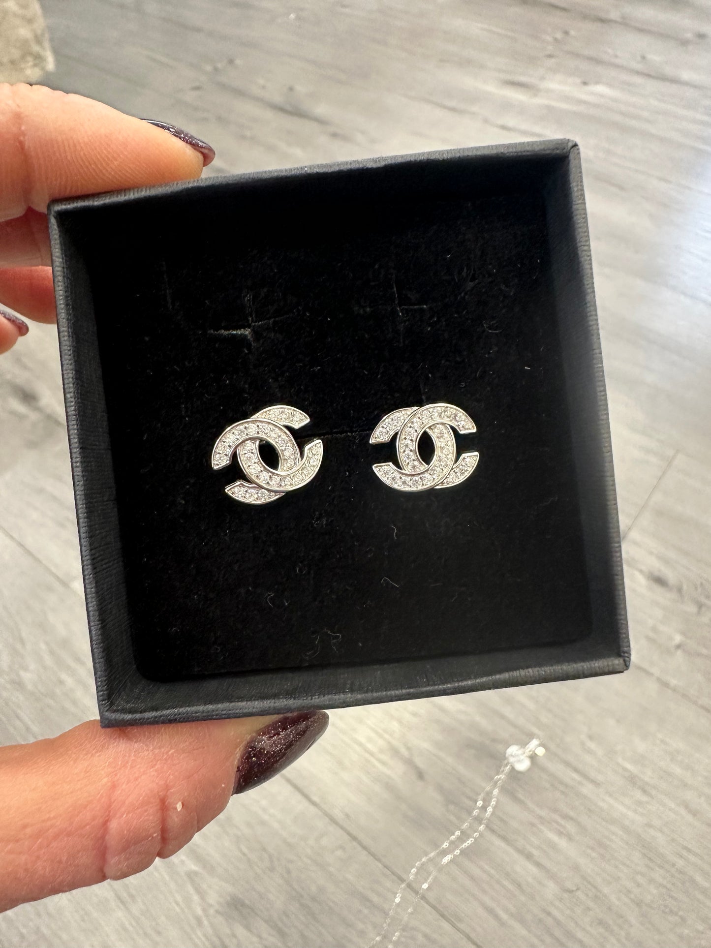 Orecchini lobo CC argento 925 e zirconi 