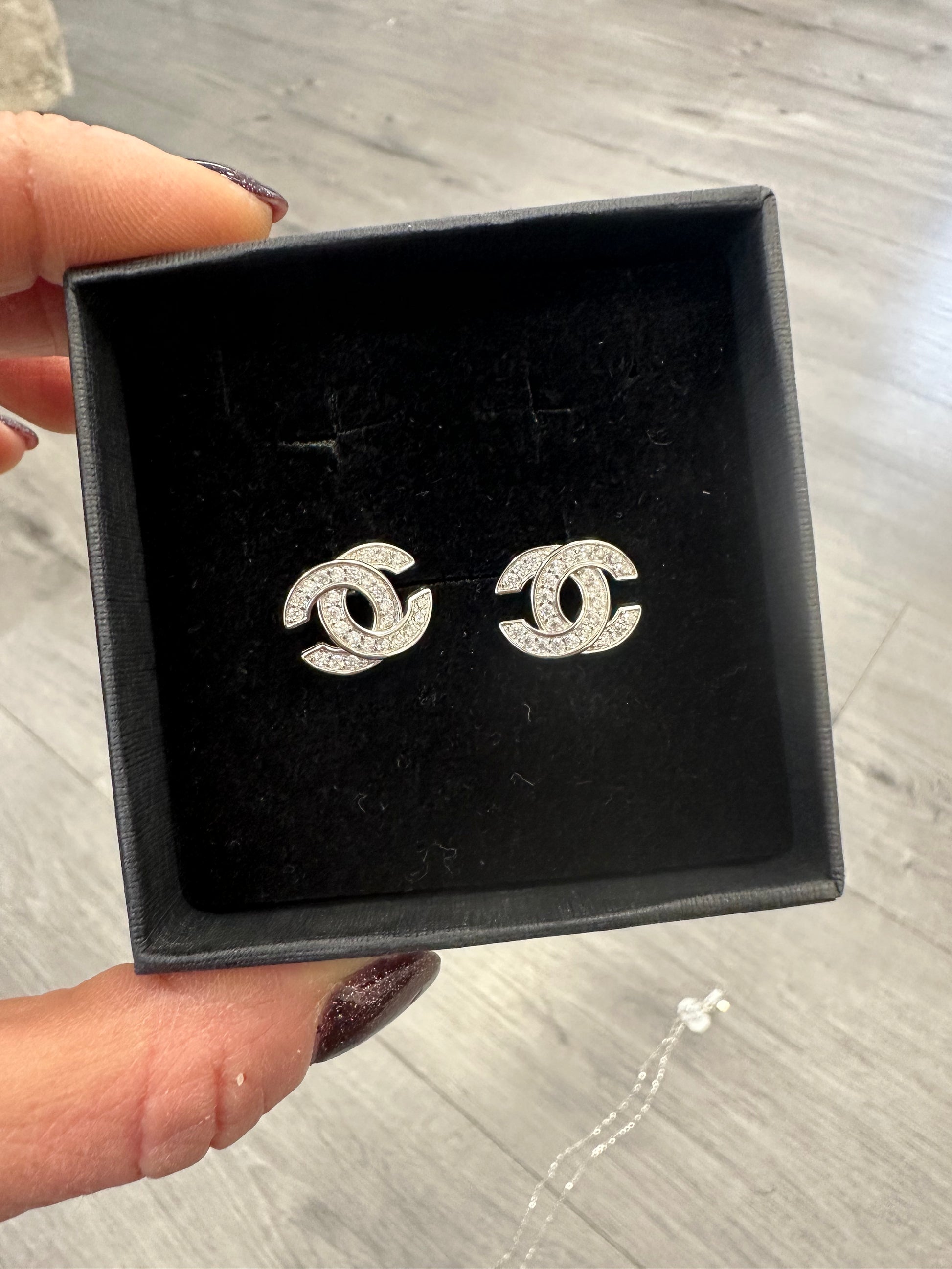 Orecchini lobo CC argento 925 e zirconi 