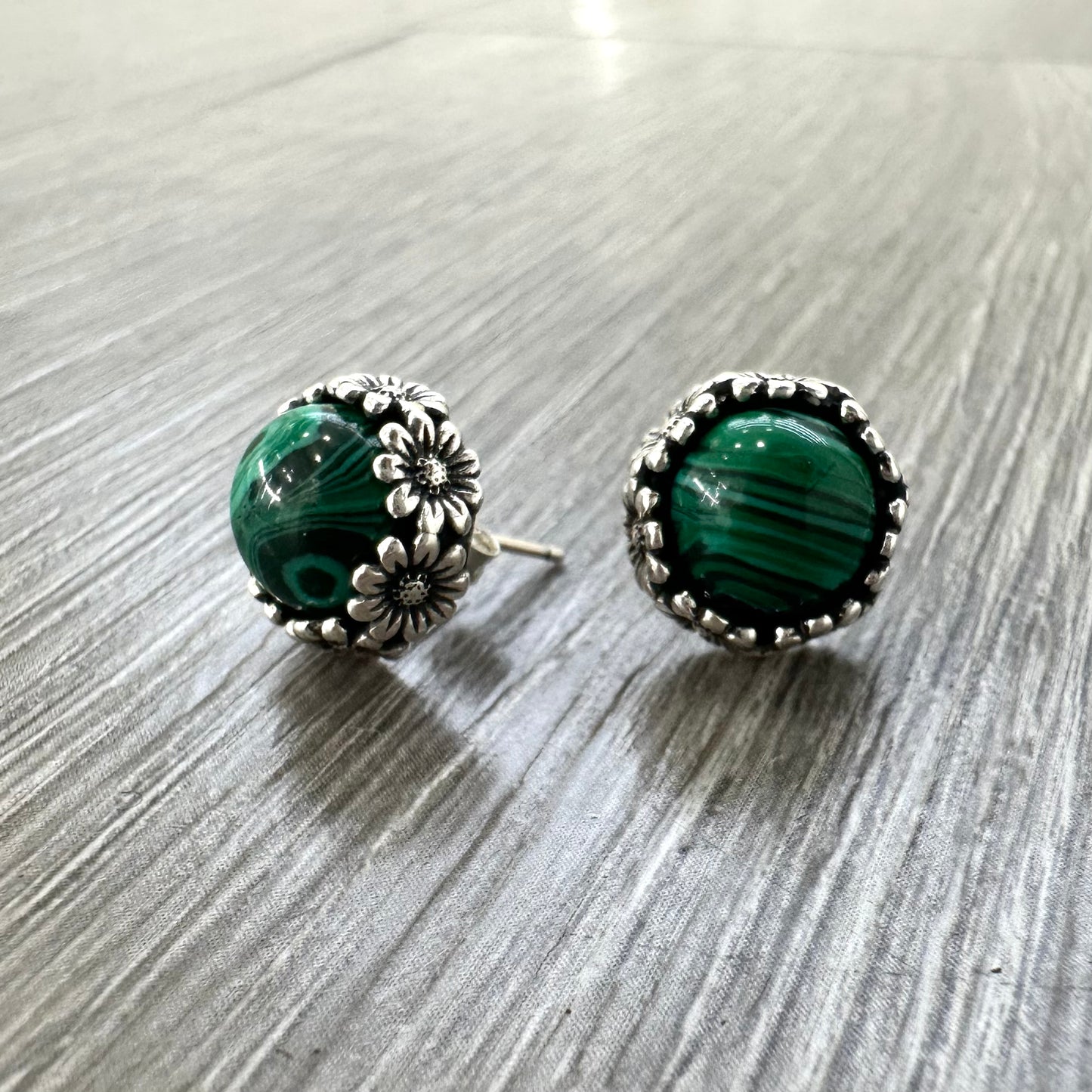 Orecchini Lobo Verde Malachite Argento 925