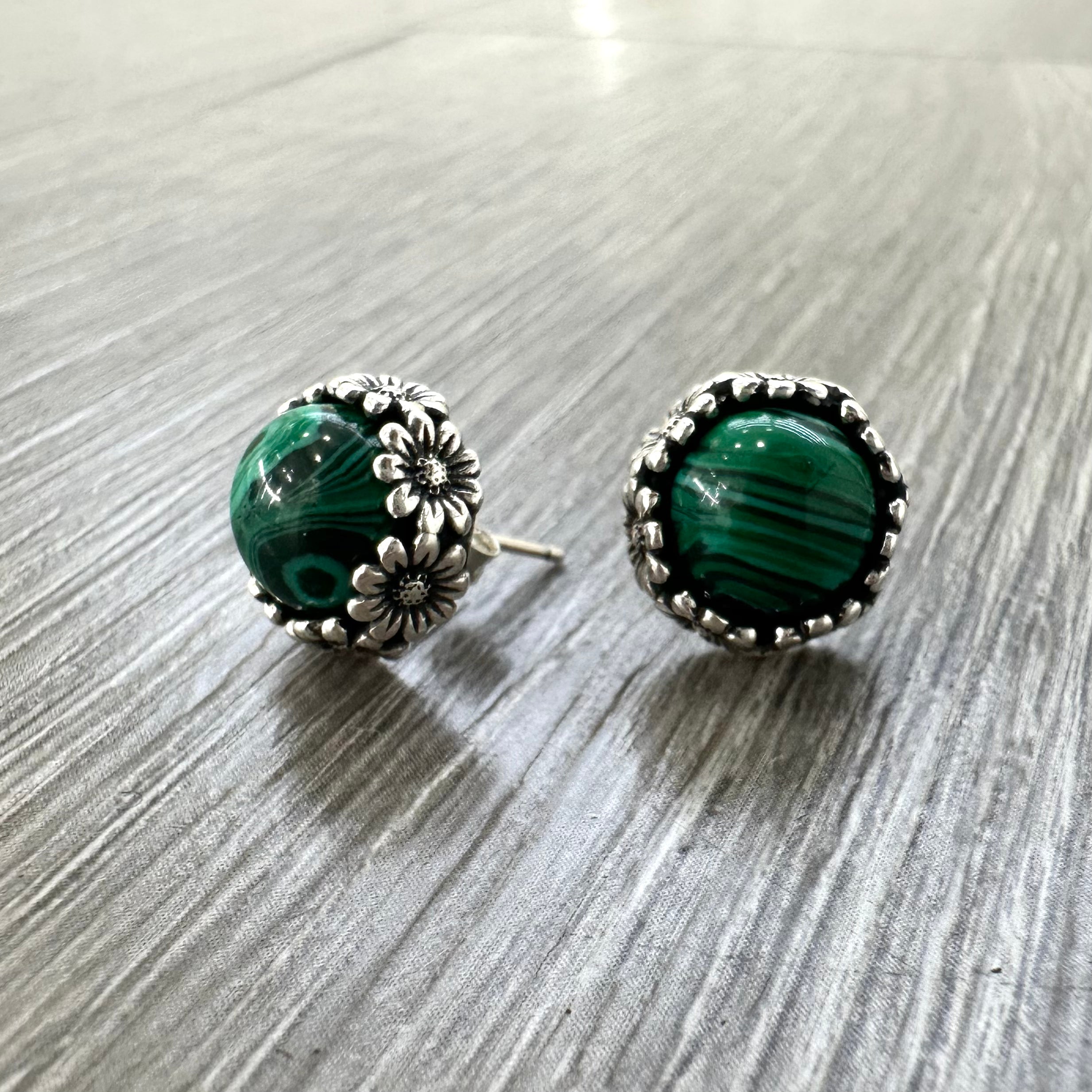 Orecchini Lobo Verde Malachite Argento 925