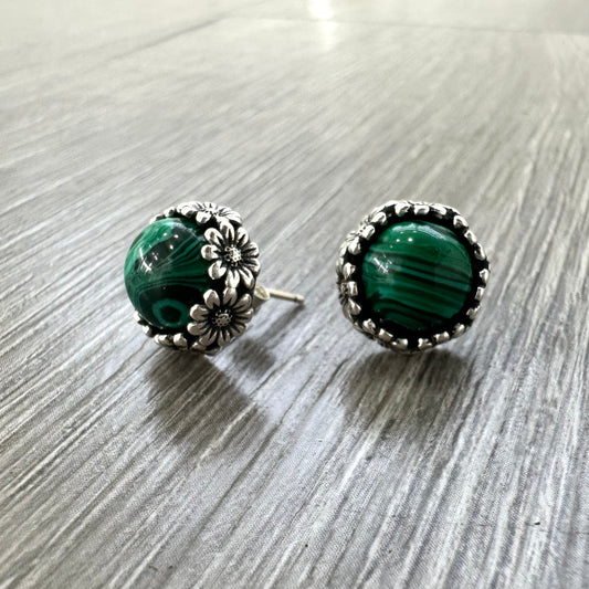 Orecchini Lobo Verde Malachite Argento 925