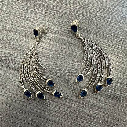 Orecchini Piuma Retro’ in Argento e Marcassite
