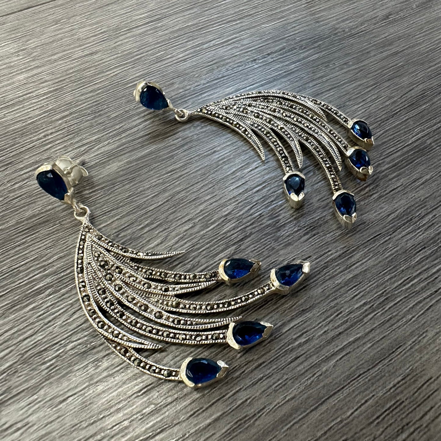 Orecchini Piuma Retro’ in Argento e Marcassite