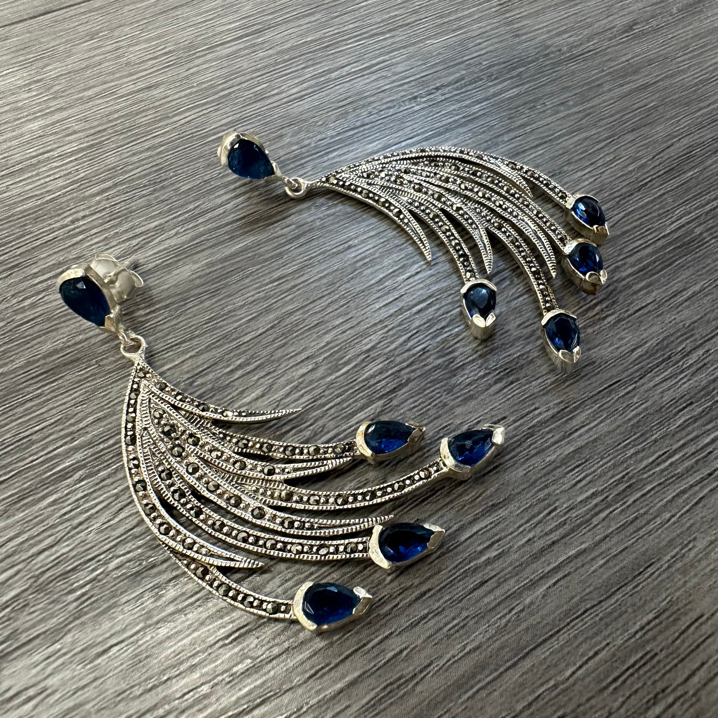 Orecchini Piuma Retro’ in Argento e Marcassite