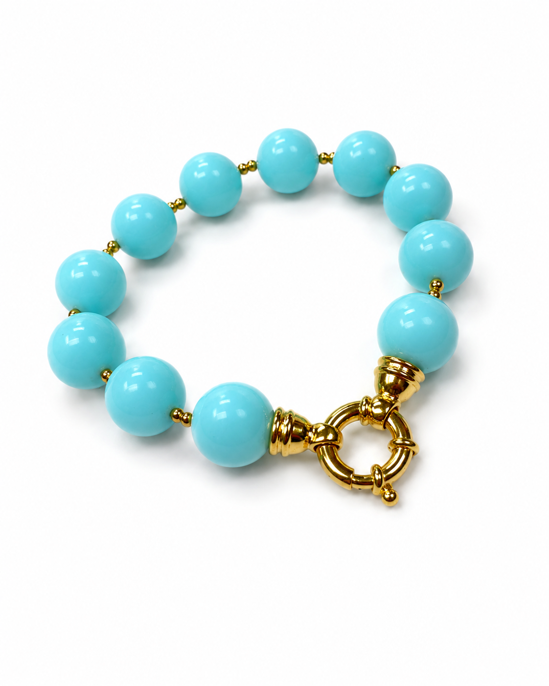 Bracciale artigianale in Argento 925 con pietre turchesi e chiusura a moschettone.