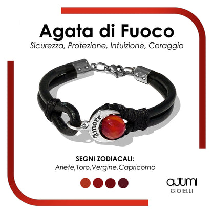 Bracciale Talismano Naja Amore con Agata di Fuoco, proprietà e segni zodiacali