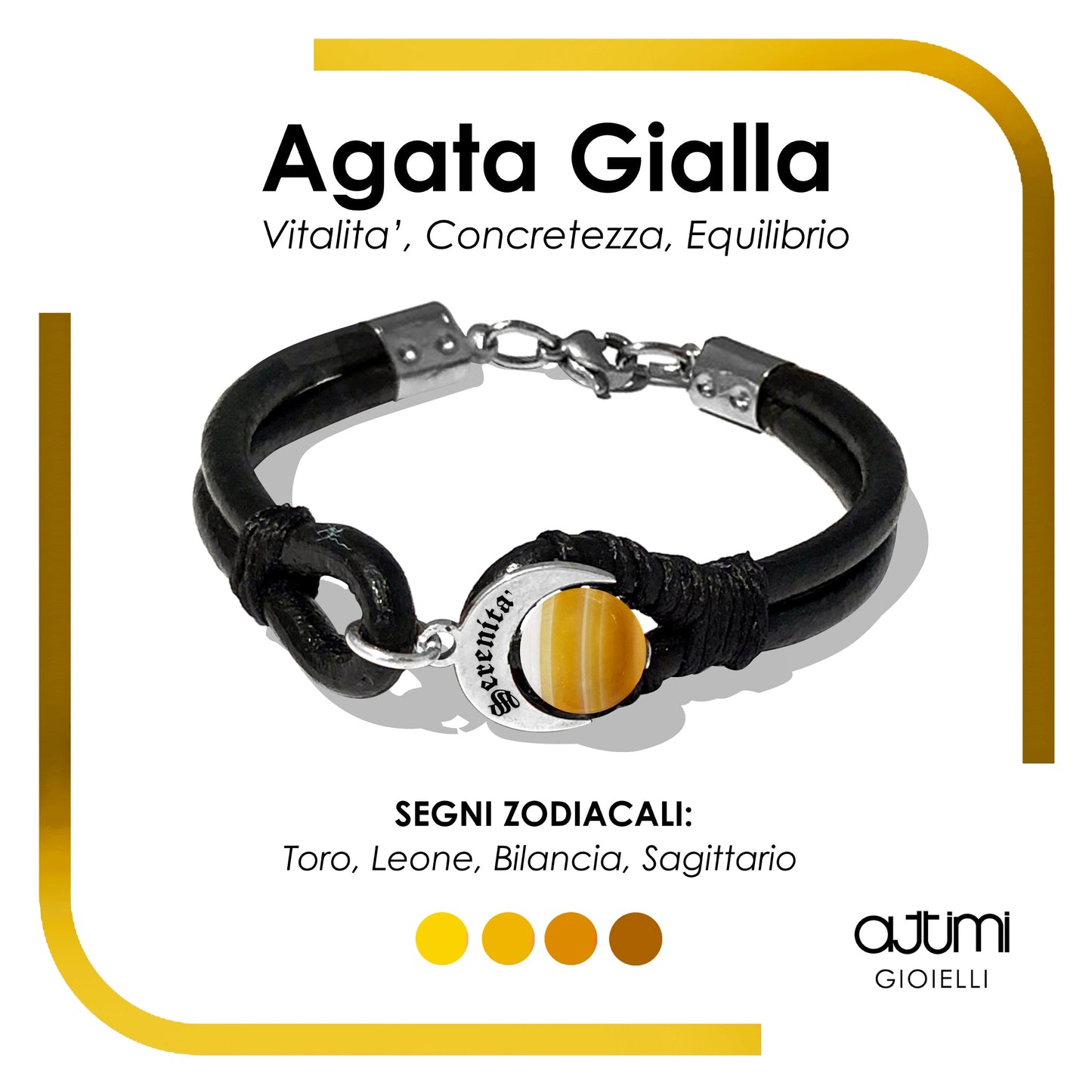 Bracciale Talismano Naja Serenità con Agata Gialla, proprietà e segni zodiacali