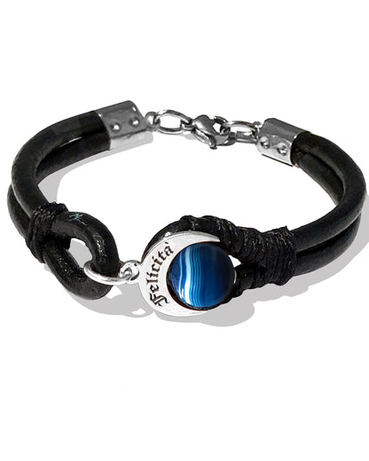 Bracciale Talismano Naja Felicità in Argento 925 con Agata Blu