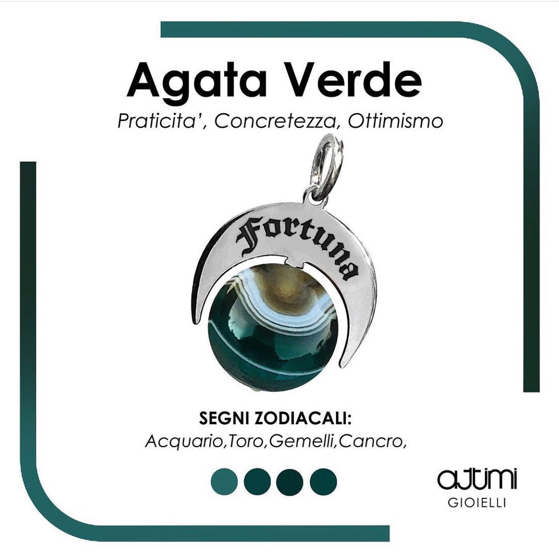 Talismano Fortuna con Agata Verde – segni Acquario, Toro, Gemelli e Cancro