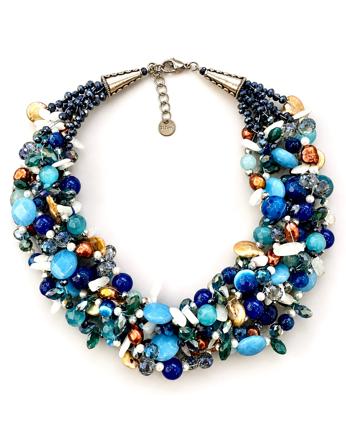 Collana intrecciata “Premium” blu luxury con pietre naturali e perle attimi gioielli