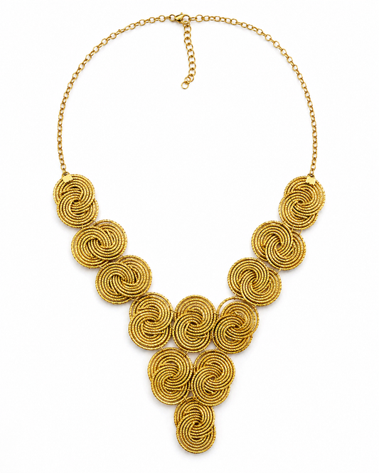 Collana con dischi intrecciati in Capim Dourado effetto oro naturale