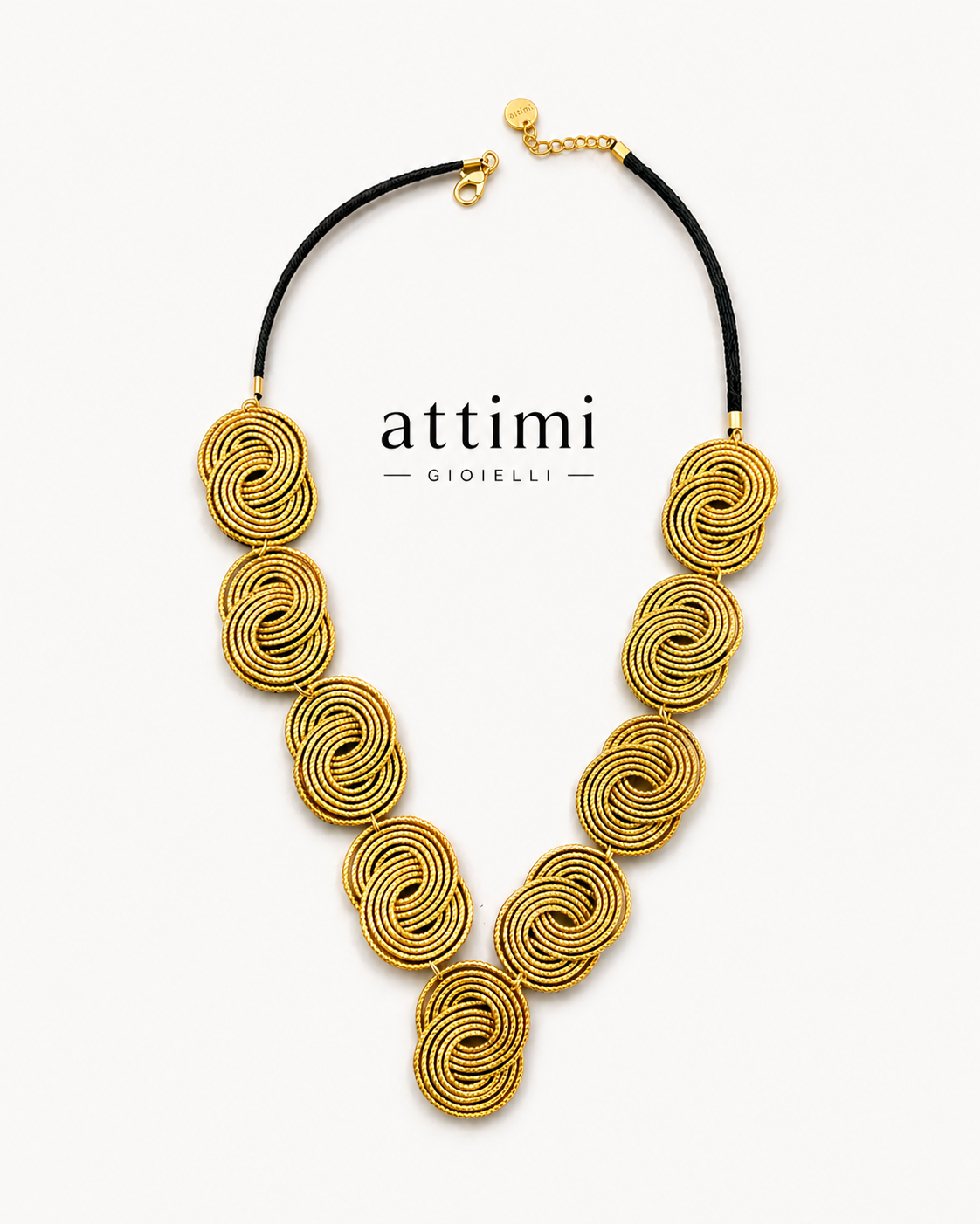 Collana intrecciata in capim dourado oro vegetale fatta a mano design a spirale Attimi Gioielli