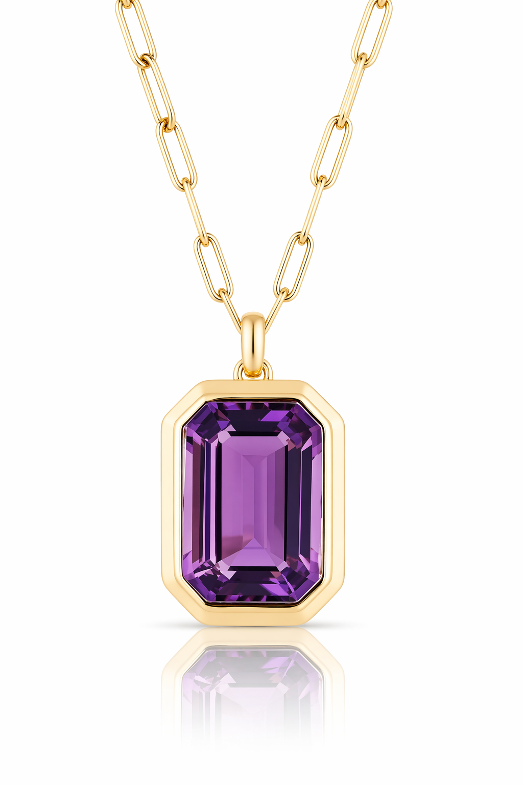 collana acciaio dorato con pendente viola icon
