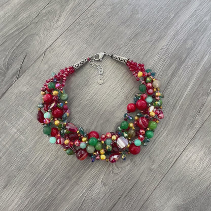 Collana Intrecciata Rossa e Verde