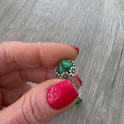 Orecchini Lobo Verde Malachite Argento 925
