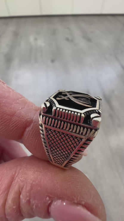 Anello Chevalier Argento 925 con Spade Incrociate (Zulfiqar)