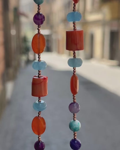 Collana Corallo Bambù, Agata e Corniola