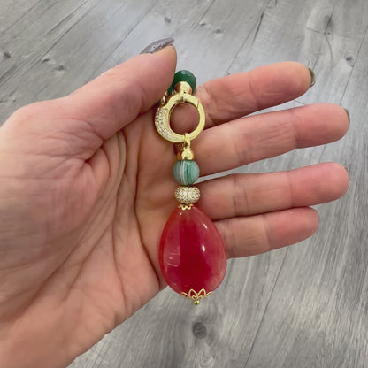 Collana di Agata Striata Verde con Pendente