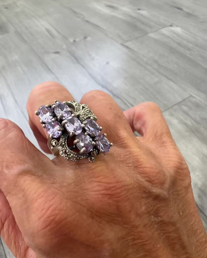 Anello in Argento 925 con Ametiste e Marcassiti