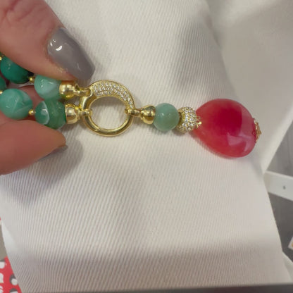 Collana di Agata Striata Verde con Pendente