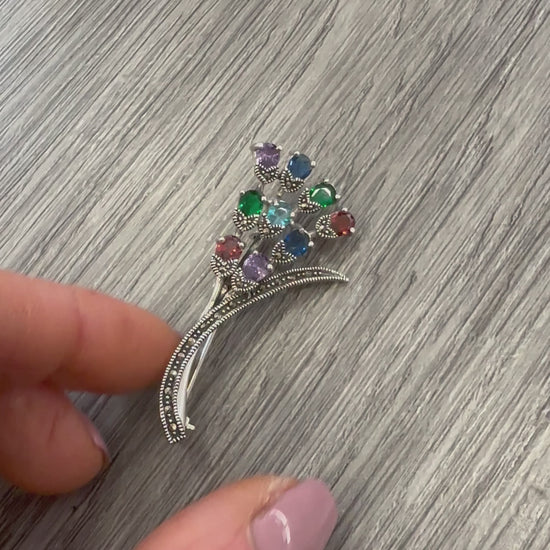 Spilla Retro’ in Argento 925 e Pietre Multicolor