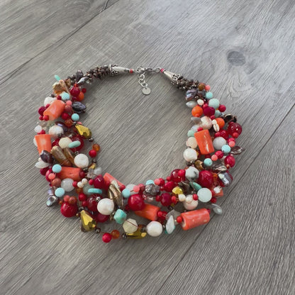 Collana Intrecciata Corallo Bambu'