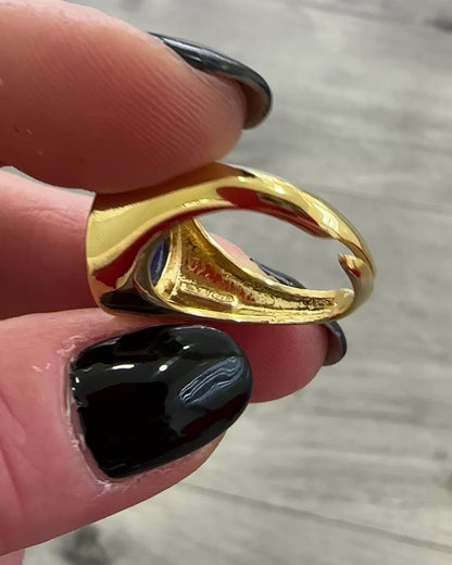 Anello Chevalier in Argento 925 Dorato con Lapis Blu