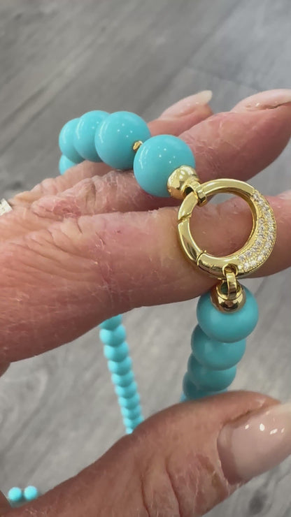 Collana in Pasta di Turchese e Ematite Dorata con chiusura in Argento