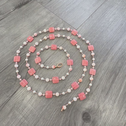 Collana Donna in Giada Rosa e Corallo