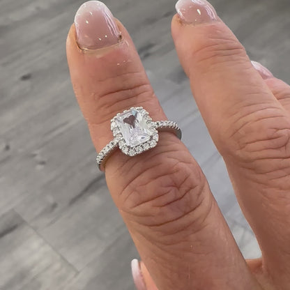 Anello Argento Rettangolare Bianco