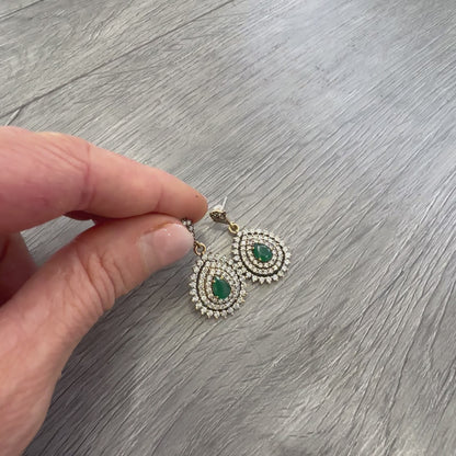 Orecchini Vintage in Argento 925 con Radice di Smeraldo