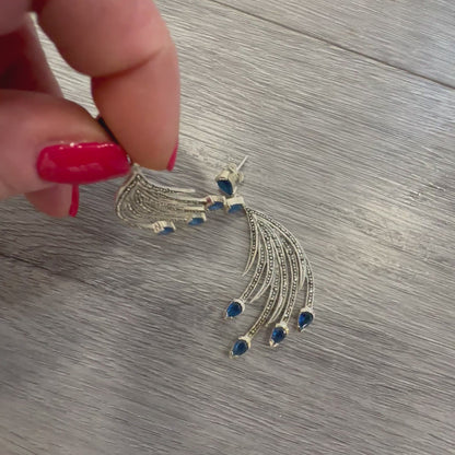 Orecchini Piuma Retro’ in Argento e Marcassite