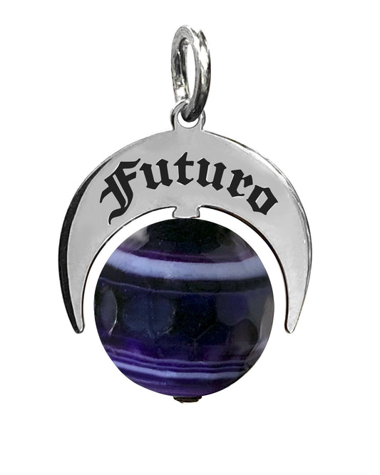Talismano Naja in Argento 925 con Agata Viola Striata