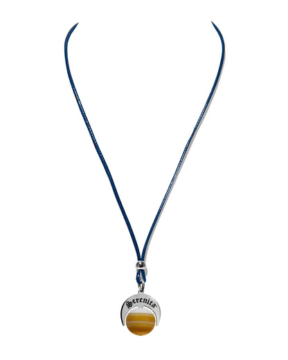 Talismano artigianale in Argento 925 e Agata Brasiliana Gialla Striata con cordino.