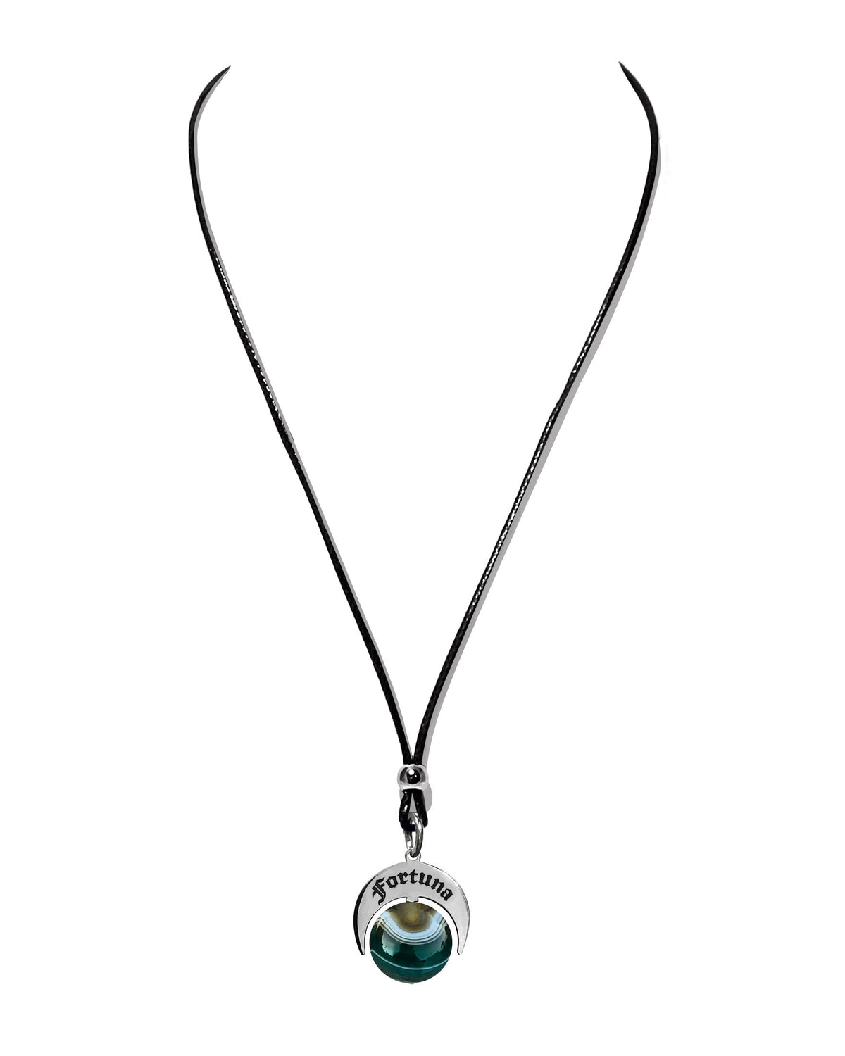 Talismano artigianale in Argento 925 e Agata Brasiliana Verde Striata con cordino.