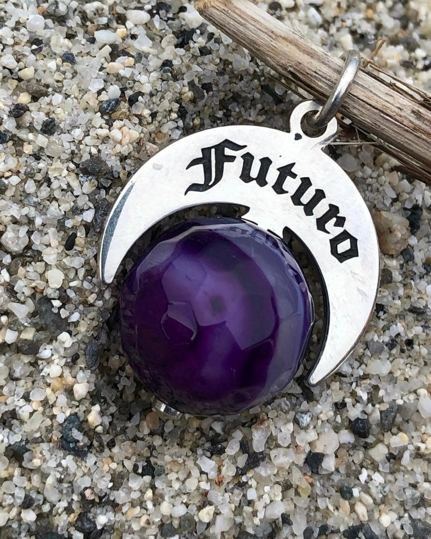 Talismano Naja in Argento 925 con Agata Viola Striata