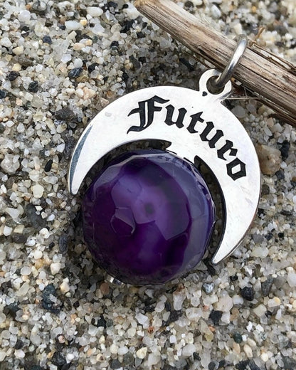 Talismano Naja in Argento 925 con Agata Viola Striata