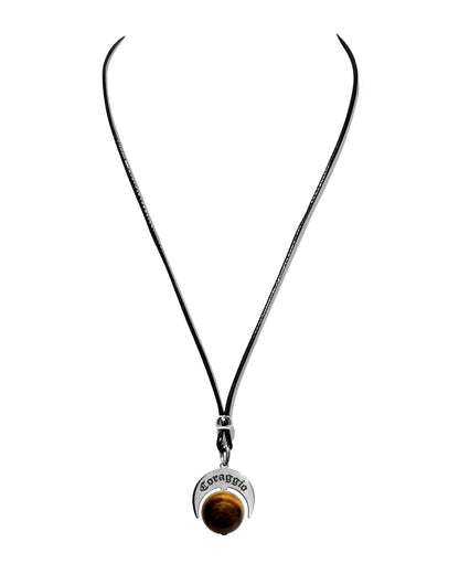 Talismano artigianale in Argento 925 e Occhio di Tigre naturale con cordino.
