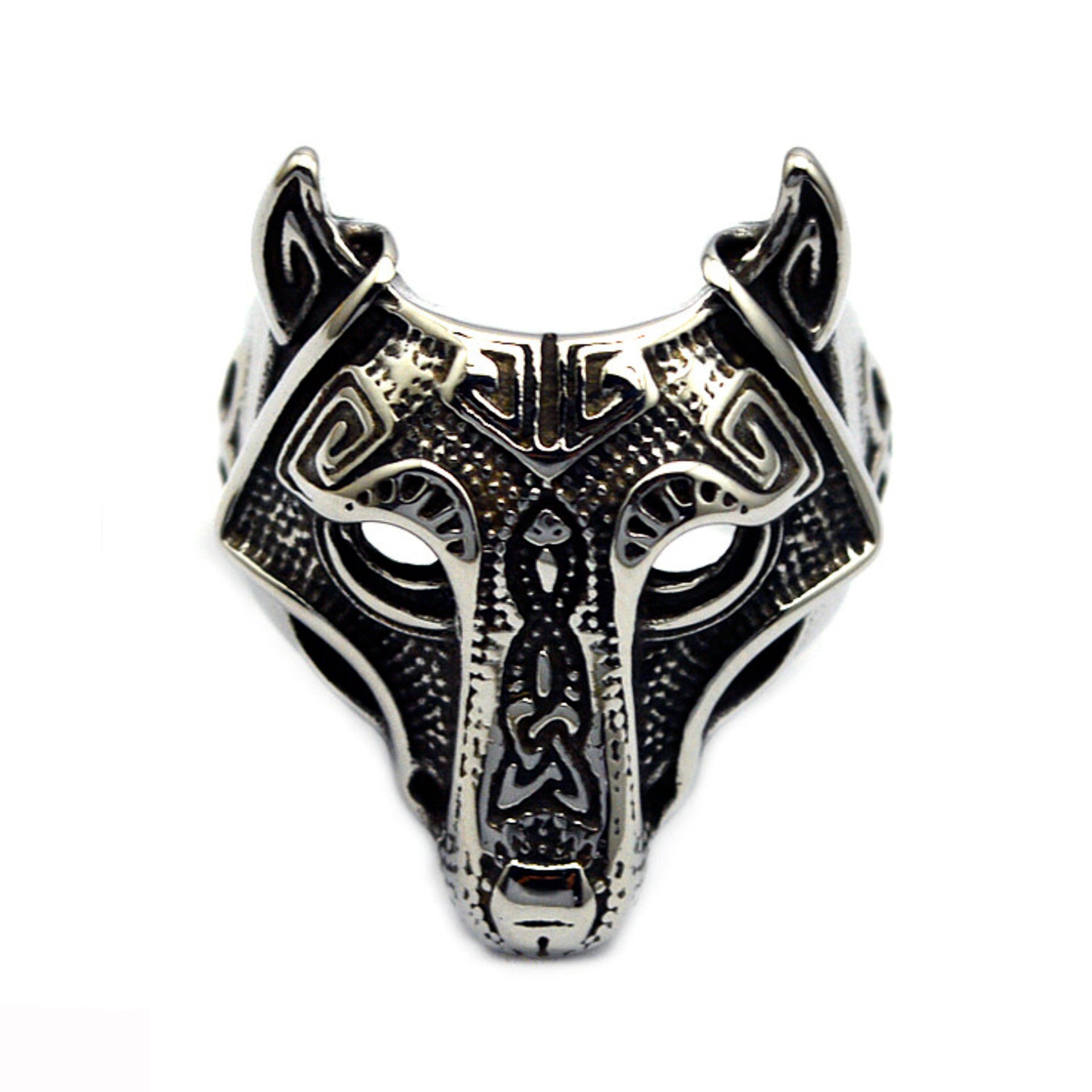 Anello Lupo Fenrir In Acciaio Inox 316L – Vichingo, Biker, Uomo/donna, Argento